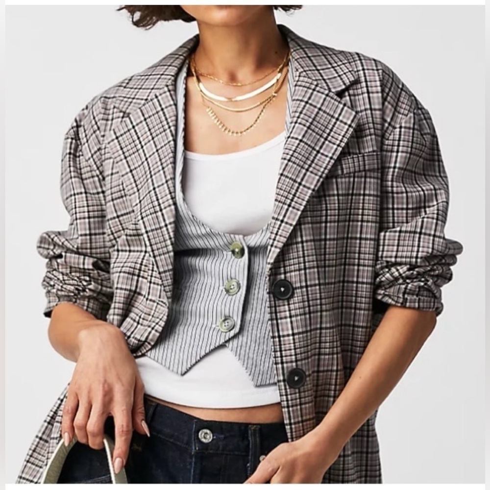 We The People Free People Plaid Blazer XS